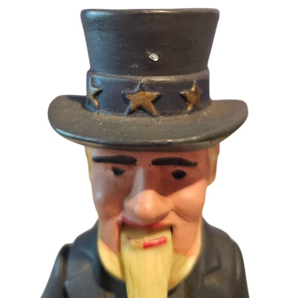 JSNY Uncle Sam Mechanical Coin Bank Vintage 1975 Hong Kong Plastic NO STOPPER - Picture 10 of 10